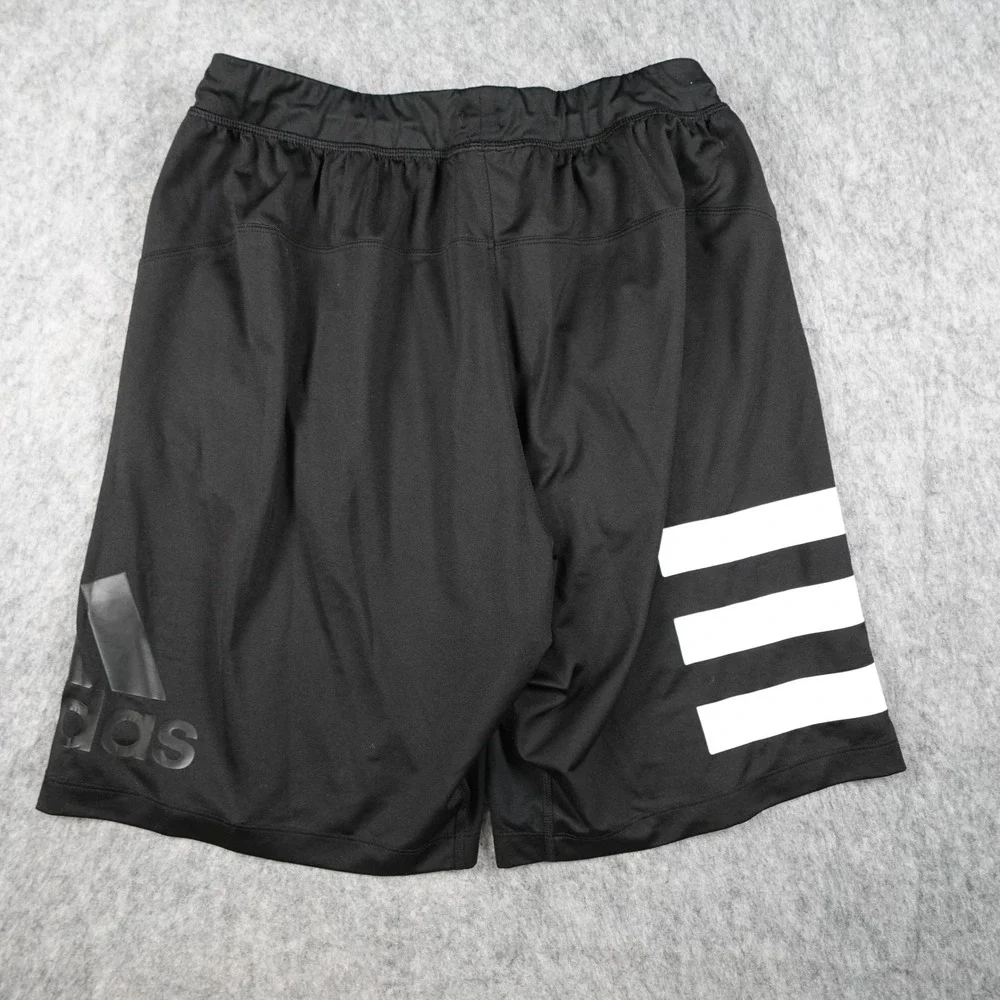 Adidas Shorts Men Large Black Climalite Three Stripe Performance Athletic Gym 9